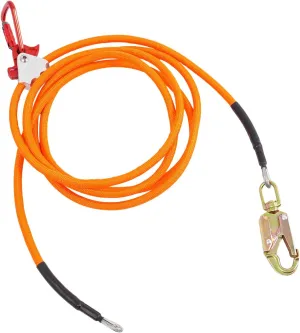 Flip Line Kit for Tree Climbing, 5/8 in x 16 ft Steel Core Flipline Kit, 20kN Rope Load Capacity, 30kN Snap Hook Max. Breaking Strength, Adjustable Tree Lanyard Arborist Climbing Gear Orange