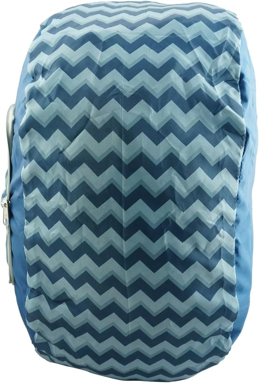 Foldable Backpack Duffel Bag Convertible Lightweight Gym Bag 2 in 1 Day Pack Navy Blue Chevron Printed Pattern