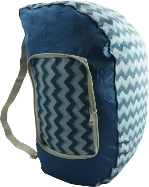 Foldable Backpack Duffel Bag Convertible Lightweight Gym Bag 2 in 1 Day Pack Navy Blue Chevron Printed Pattern