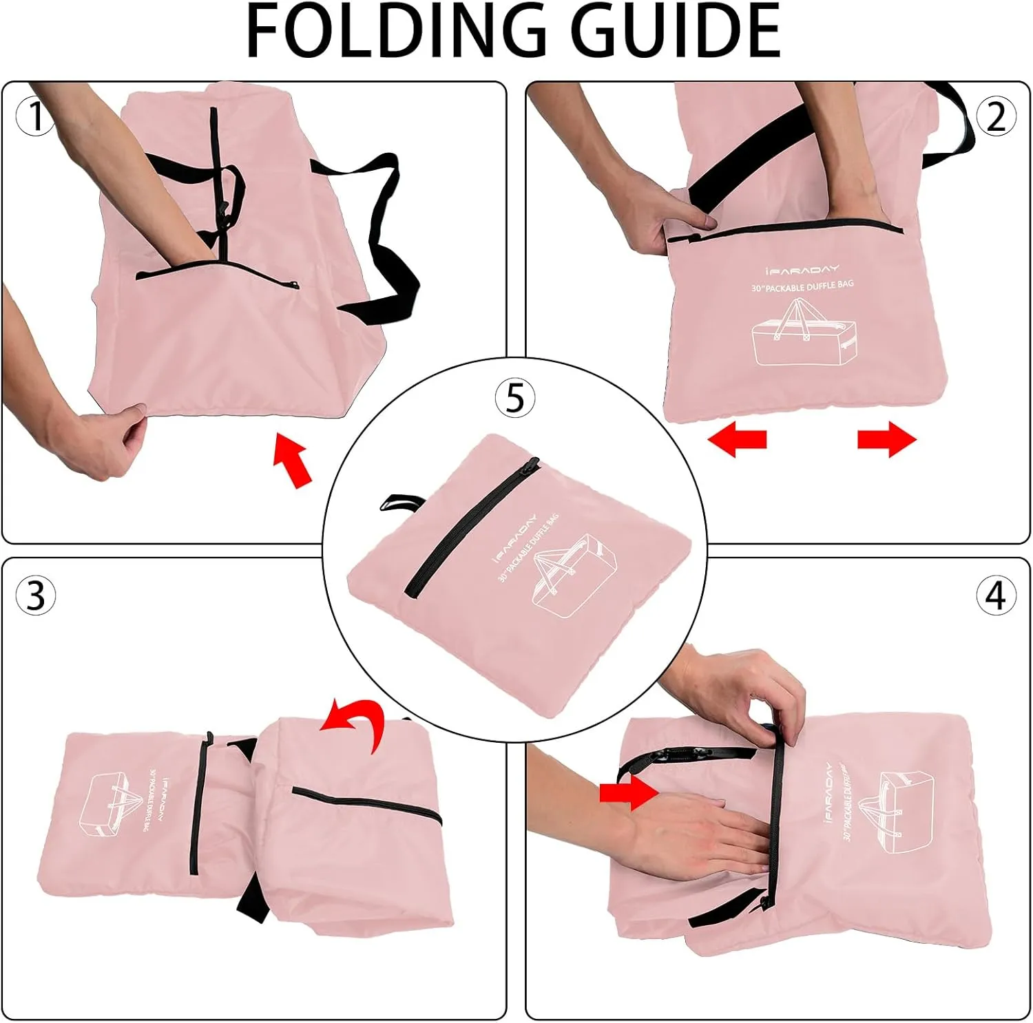 Foldable Duffel Bag 30" / 75L Lightweight Spare Travel Bag with Water Rresistant for Travel-Pink