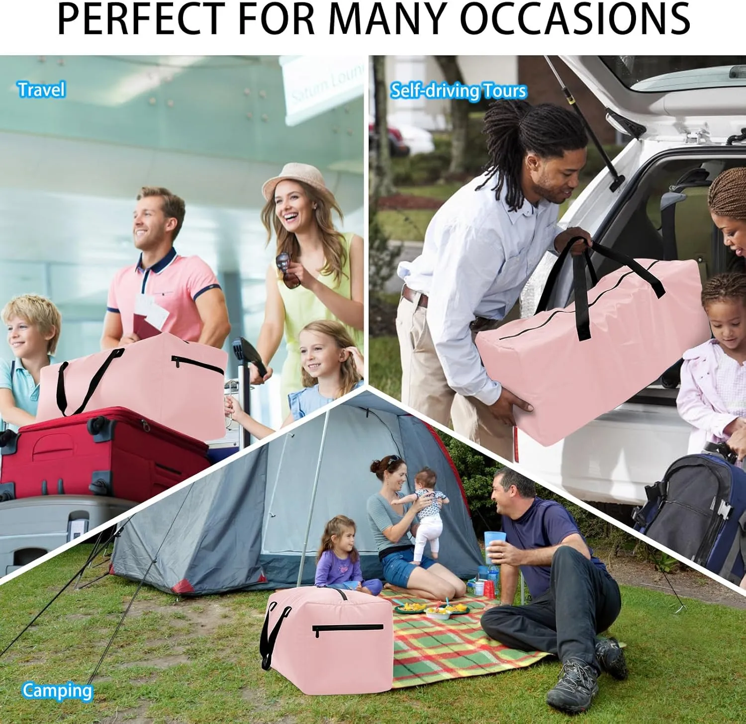 Foldable Duffel Bag 30" / 75L Lightweight Spare Travel Bag with Water Rresistant for Travel-Pink
