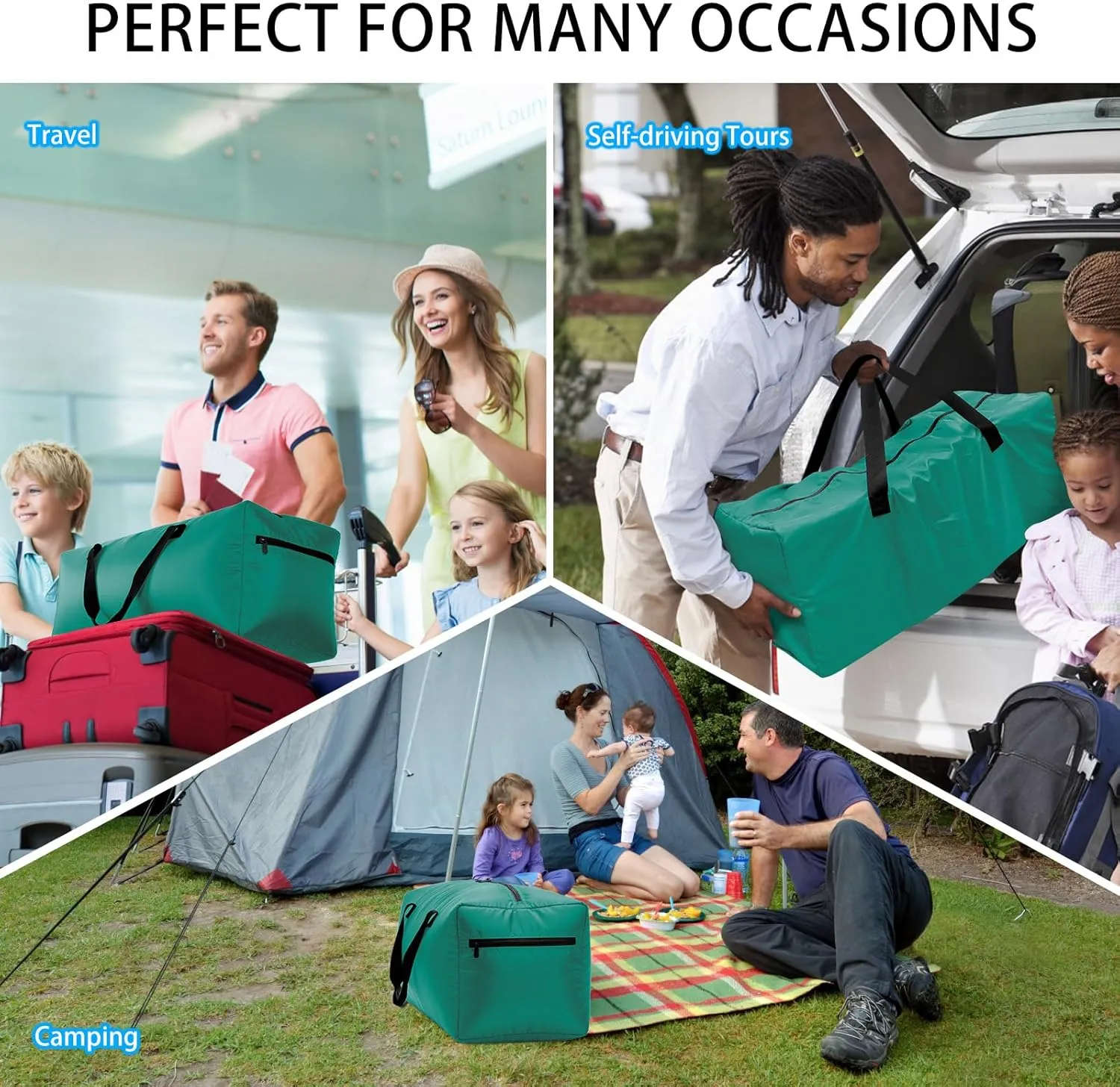 Foldable Duffel Bag 30" / 75L Lightweight with Water Rresistant for Travel-Green