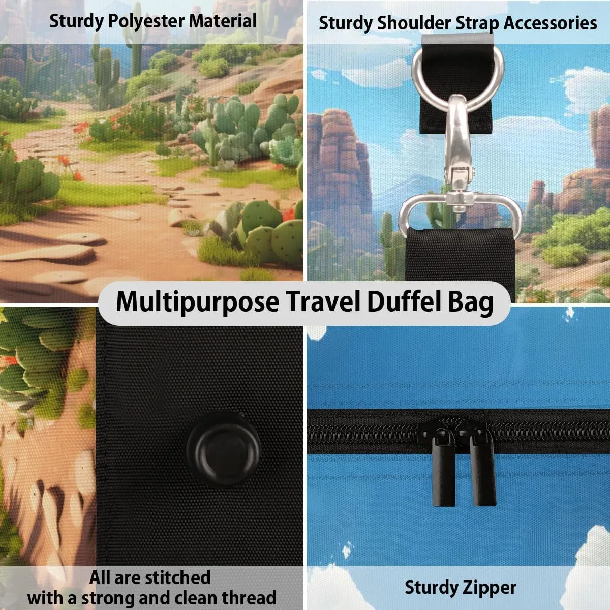 Foldable Travel Bag Cactus Landscape Lightweight Carry On Bags for Airplanes Waterproof Travel Duffle Bag For Gym Weekend Overnight