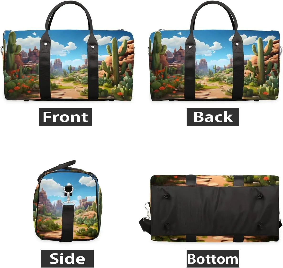 Foldable Travel Bag Cactus Landscape Lightweight Carry On Bags for Airplanes Waterproof Travel Duffle Bag For Gym Weekend Overnight