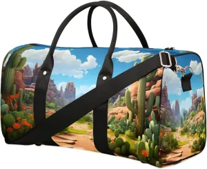 Foldable Travel Bag Cactus Landscape Lightweight Carry On Bags for Airplanes Waterproof Travel Duffle Bag For Gym Weekend Overnight