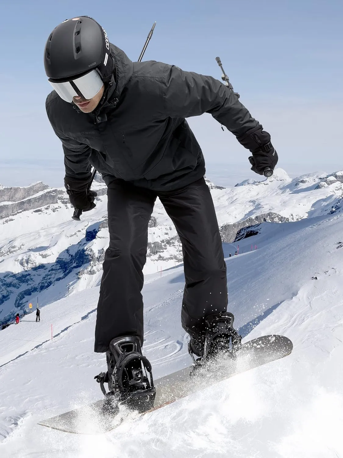 FREE SOLDIER Men's Waterproof Ski Snow Jacket Fleece Lined Warm Winter Rain Jacket with Hood Fully Taped Seams