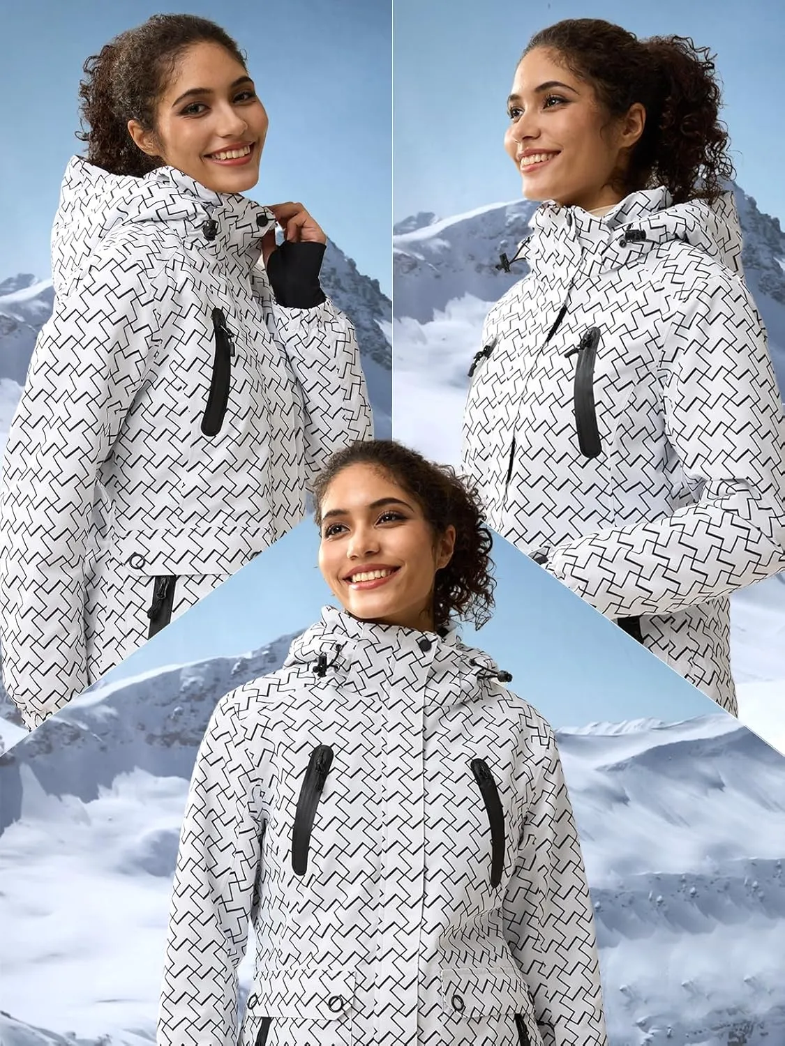 FREE SOLDIER Women's Waterproof Ski Snow Jacket Warm Fleece Lined Winter Rain Jacket with Hood Fully Taped Seams