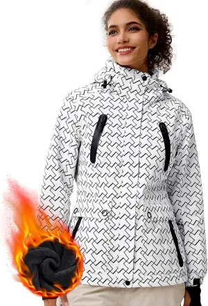FREE SOLDIER Women's Waterproof Ski Snow Jacket Warm Fleece Lined Winter Rain Jacket with Hood Fully Taped Seams
