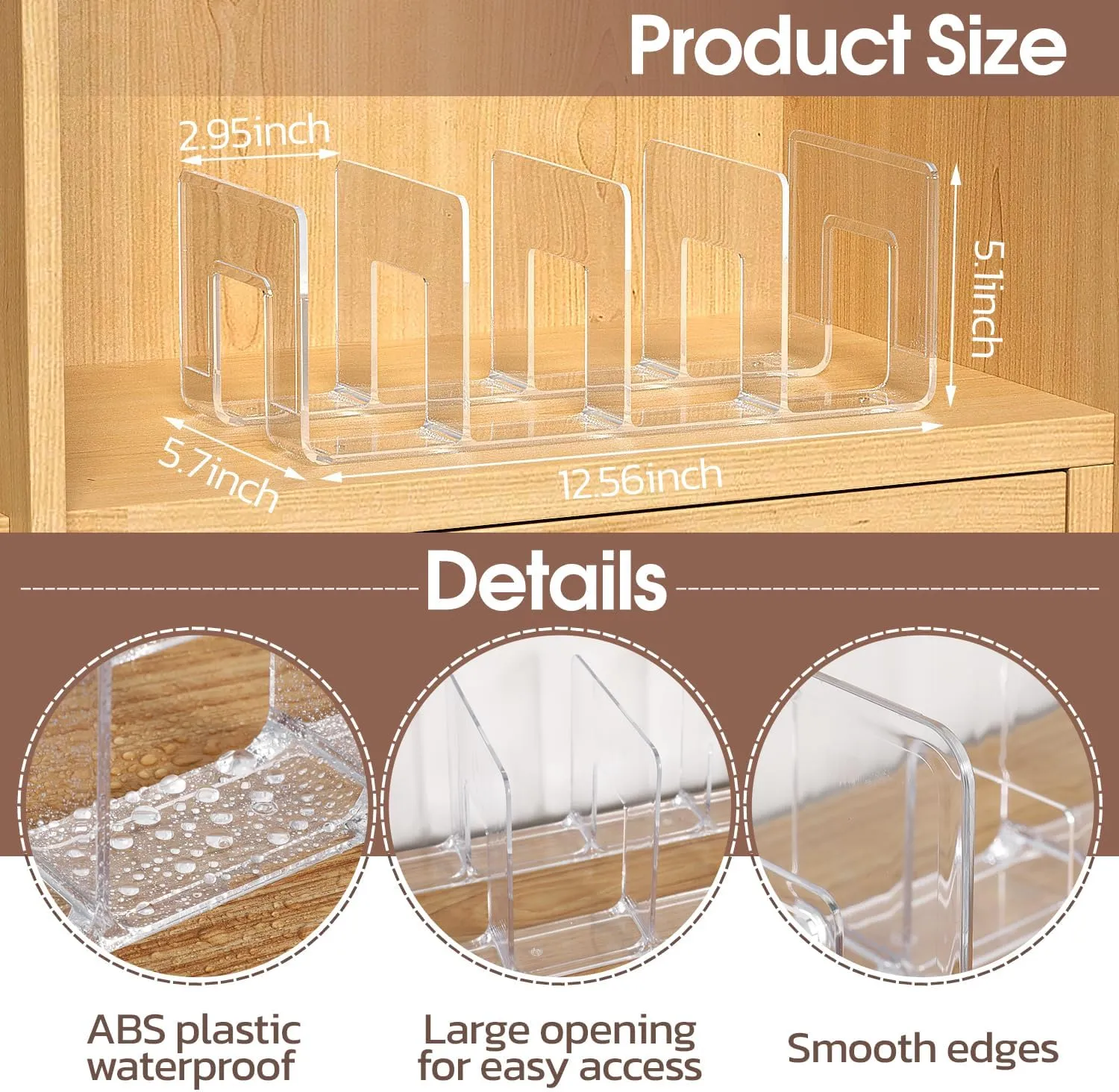 frtzal Purse Handbag Organizer 4 Sections Bag Closet Shelf Divider Purse Display Stand Handbag Storage Organizer Clear Desk File Sorter Stand Holder Bookshelf 13 x 6 x 5 Inches (4pcs upright)