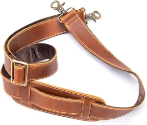 Full Grain Leather Bag Strap Replacement - Adjustable Shoulder Strap for Messenger Briefcase Duffle Crossbody Bags