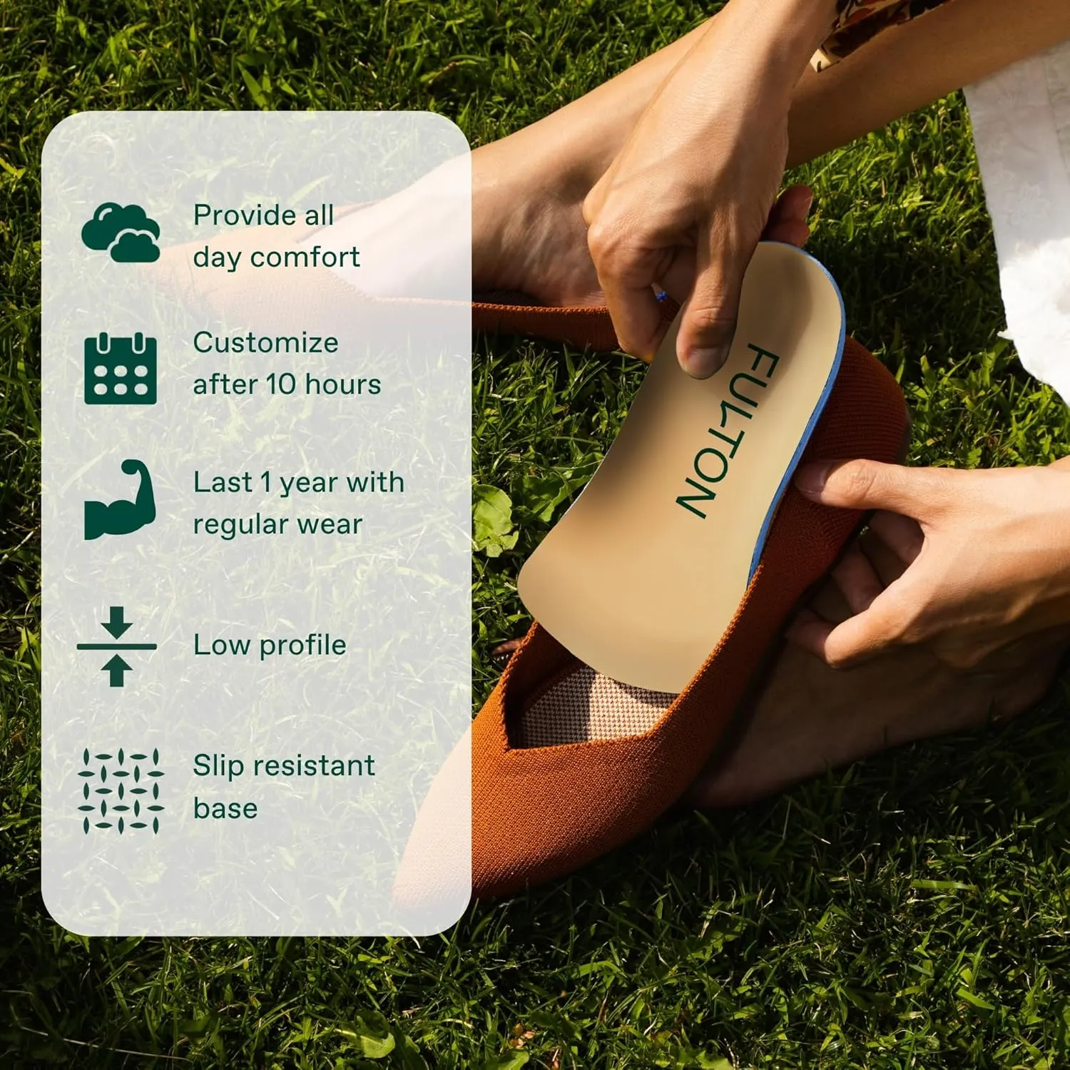 Fulton Universal Shoe Inserts For Women with Custom Molding & Arch Support - Everyday Cork Inserts for Shoes without Removable Insoles - Prevent Overpronation & Plantar Fasciitis (Womens Size 10.5-11)