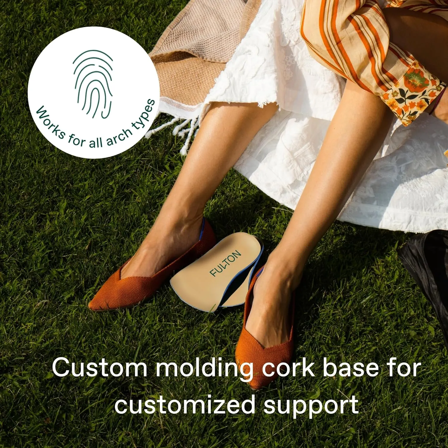 Fulton Universal Shoe Inserts For Women with Custom Molding & Arch Support - Everyday Cork Inserts for Shoes without Removable Insoles - Prevent Overpronation & Plantar Fasciitis (Womens Size 10.5-11)