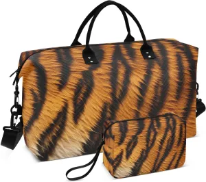Fur Texture Animal Large Travel Duffel Bag, Sports Tote Gym Bag, Shoulder Weekender Overnight Bag for Women Men, Carry On Luggage with Toiletry Bags