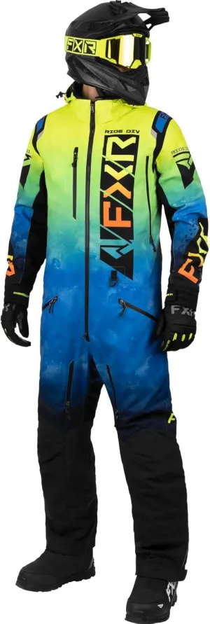 FXR Men's Helium Insulated Monosuit 2025 (Blue/Hi-Vis Fade/Inferno - X-Large)