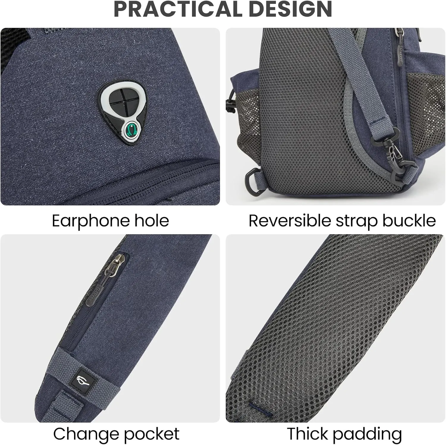 G4Free Canvas Sling Bag Crossbody Backpack with USB Charging Port & RFID Blocking, Hiking Daypack Chest Bag for Women Men
