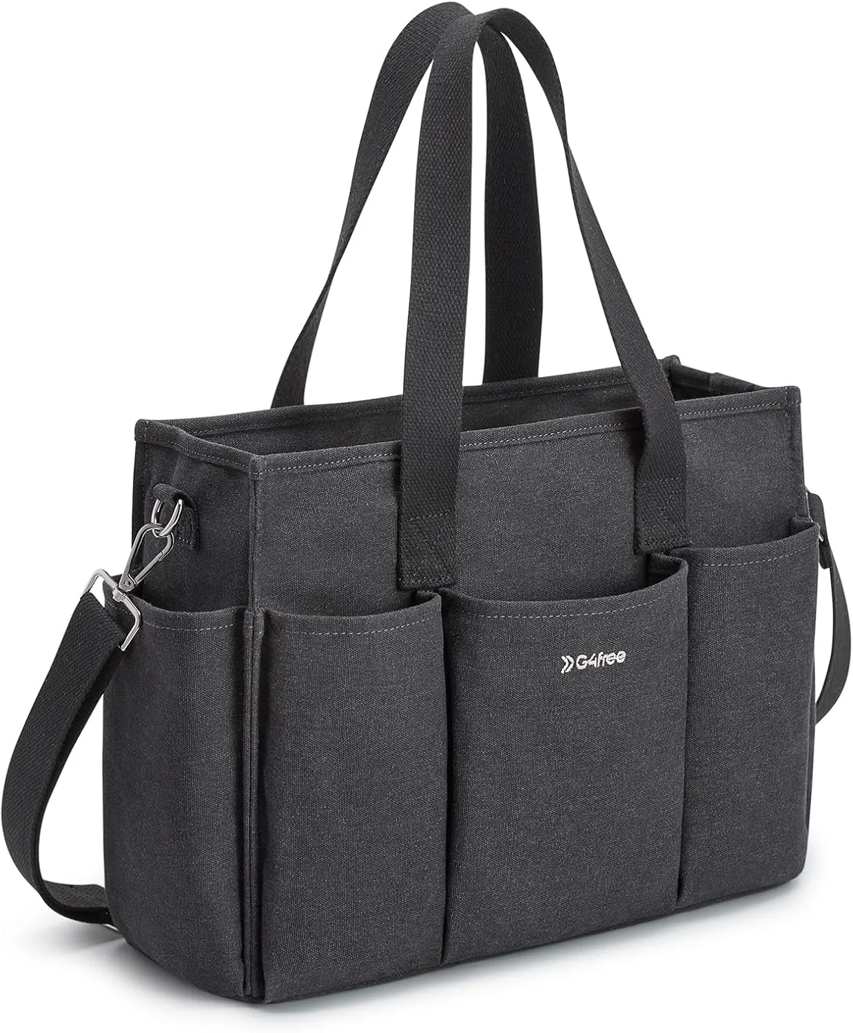 G4Free Canvas Tote Bag for Women with Pockets, Durable Crossbody Work Zipper Bag for Laptop, Bible, Nurse, Teacher, College