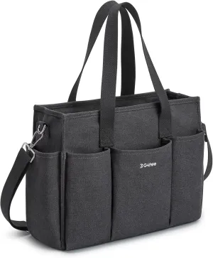 G4Free Canvas Tote Bag for Women with Pockets, Durable Crossbody Work Zipper Bag for Laptop, Bible, Nurse, Teacher, College
