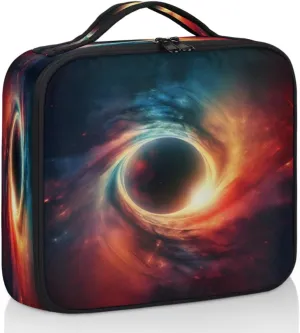 Galaxy Nebula Black Holes Space Travel Makeup Train Case Makeup Comestic Bag Organizer Portable Artist Comestic Brush Organizer with Adjustable Dividers for Woman Girls