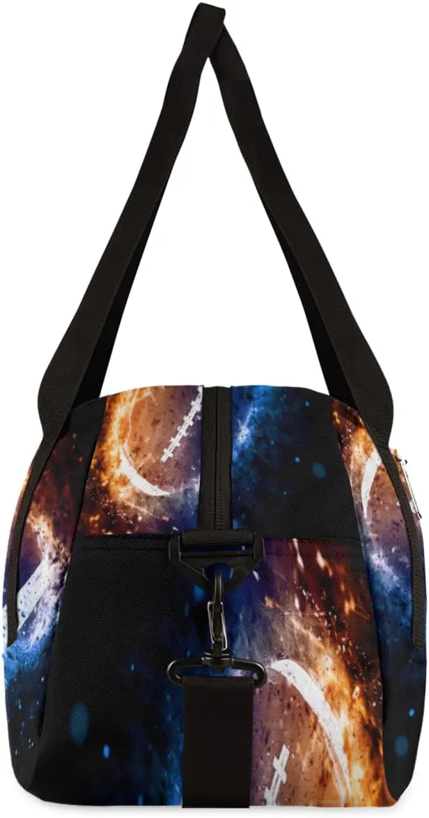 Galaxy Space American Football Kids Duffel Bag for Girls Boys Sport Gym Bag Small Overnight Weekender Tote Bag Teen Dance Bag for Traveling Gymnastic…