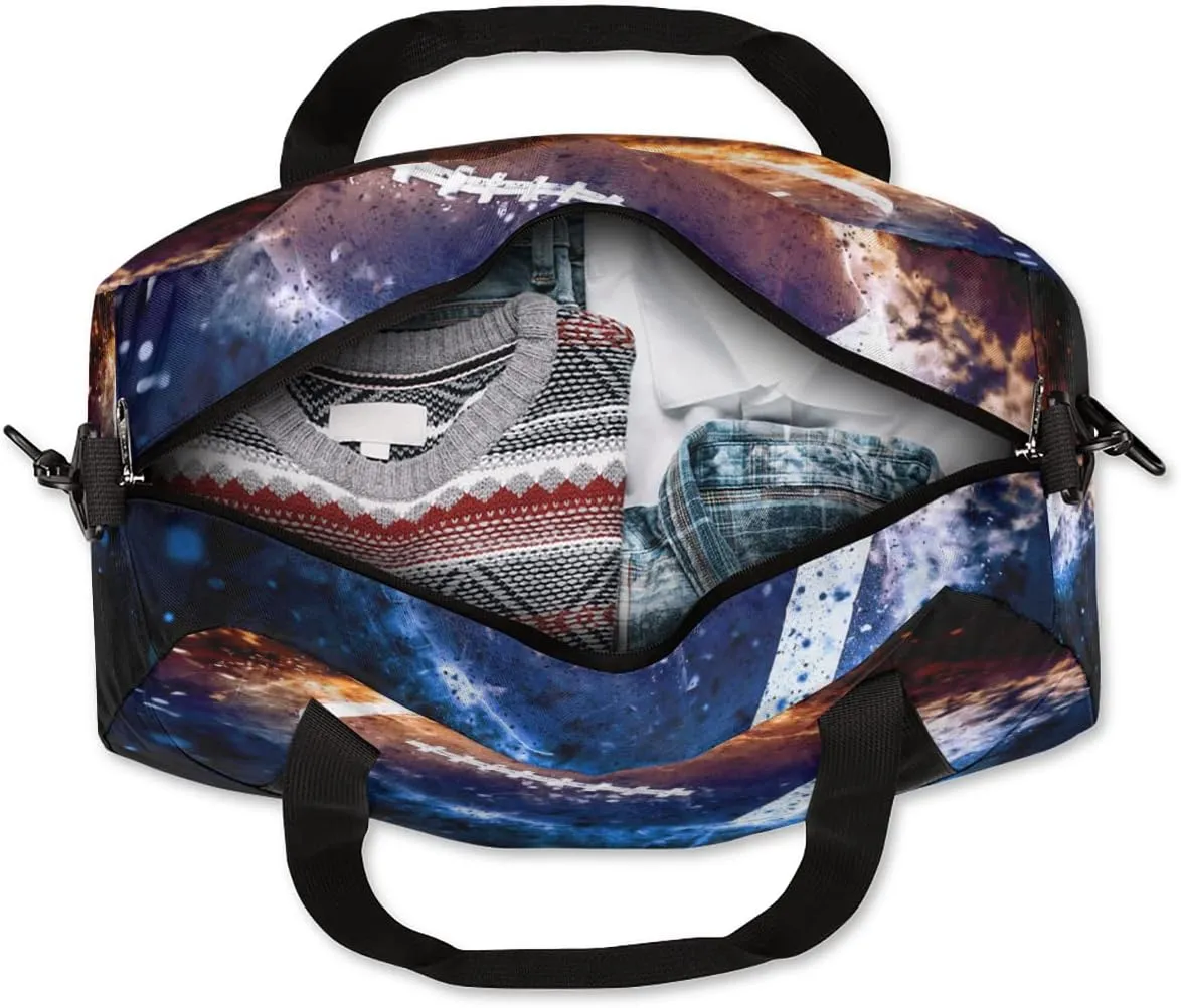 Galaxy Space American Football Kids Duffel Bag for Girls Boys Sport Gym Bag Small Overnight Weekender Tote Bag Teen Dance Bag for Traveling Gymnastic…