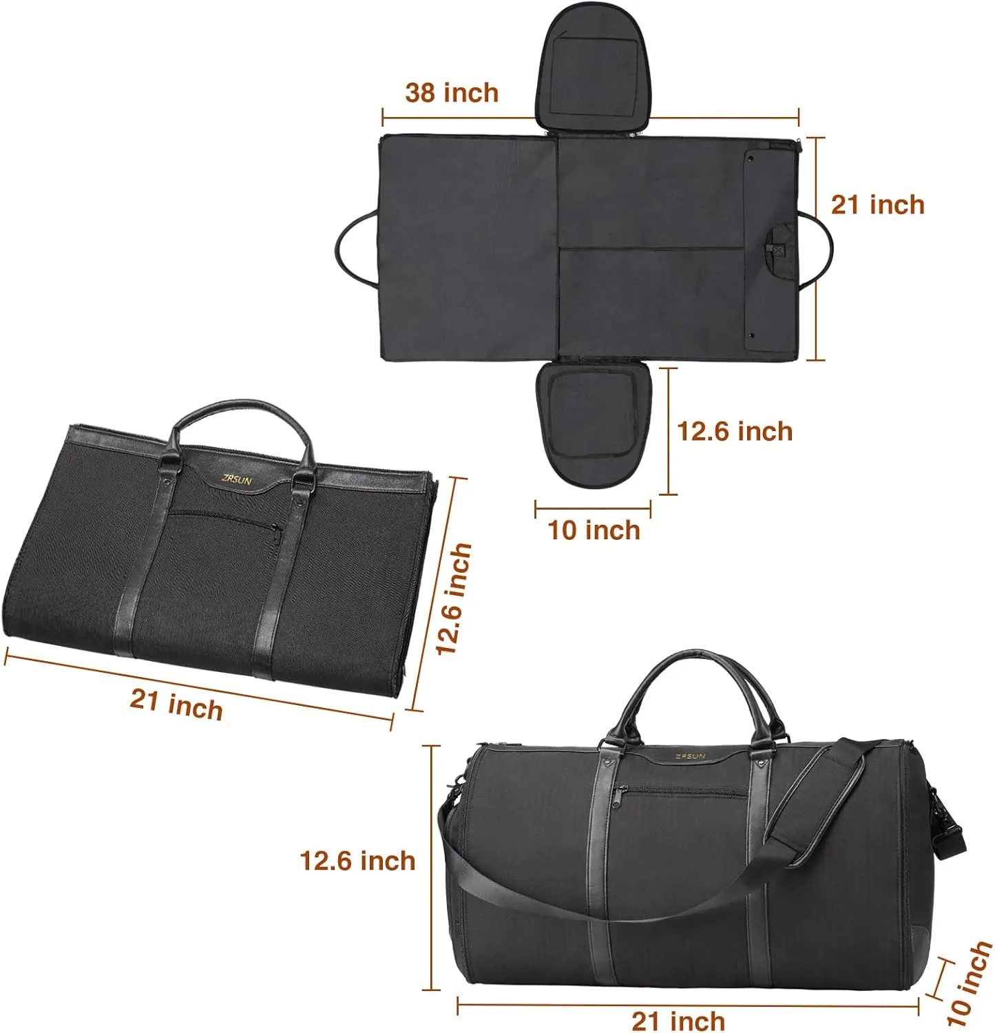 Garment Bag for Travel, Carry On Garment bag, Convertible Duffel Bag with Shoe Compartment, Perfect for Business Trips and Weekend Getaways, Black