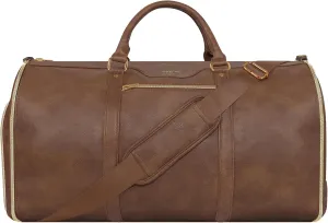 Garment Bag for Travel, Carry On Garment bag, Convertible Duffel Bag with Shoe Compartment, Perfect for Business Trips and Weekend Getaways(Brown)