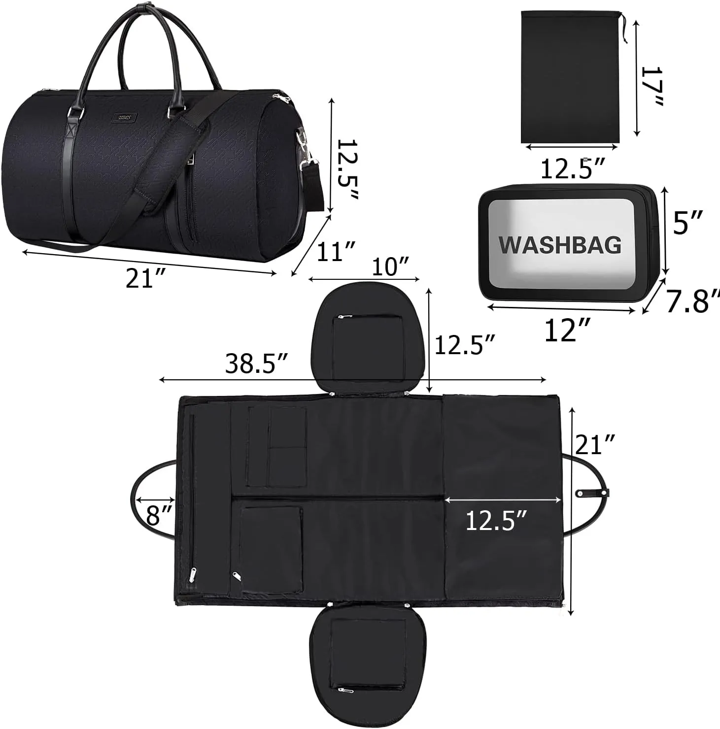 Garment Bag for Travel Convertible Carry On Garment Bag Large Travel Duffel Bags for Women 2 in 1 Hanging Suitcase Suit Travel Bags for Women & Men 3pcs Set