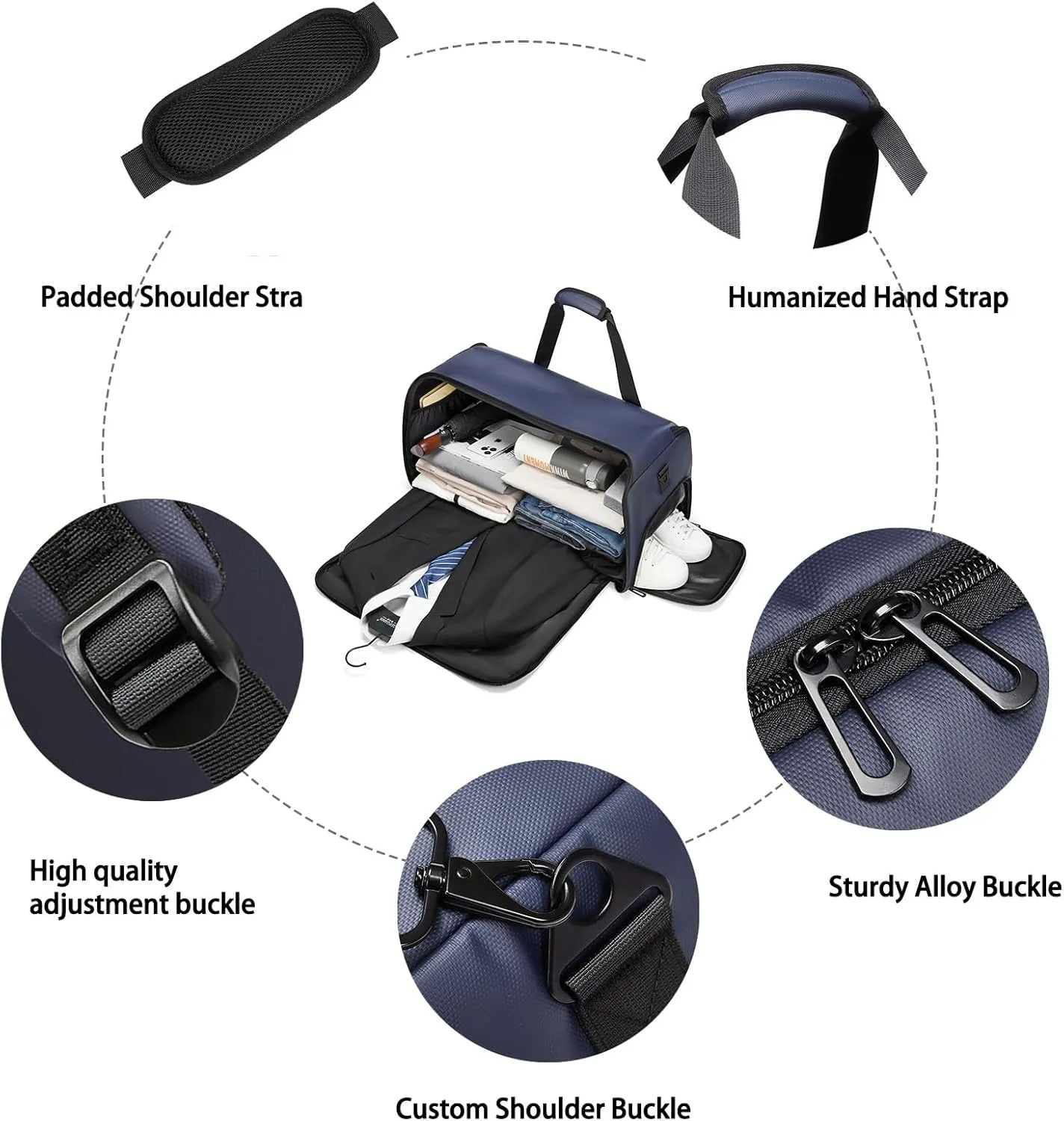 Garment Duffle Bags for Travel,Moulyan Convertible Garment Bag with Shoe Compartment,3 in 1 Waterproof Travel Suit Bag with Shoulder Strap for Men Women
