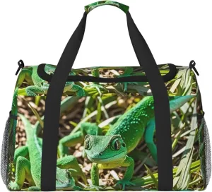 Gecko Lizards Travel Duffel Bag Lightweight Waterproof Carry On Tote Bag Foldable Weekender Overnight Bags Sport Gym Bag For Women Men