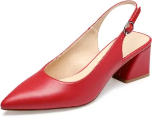 GENSHUO Women's Slingback Closed Toe Block Chunky Low Heel Pumps - 2.36 Inches Office Wedding Party Dress Shoes