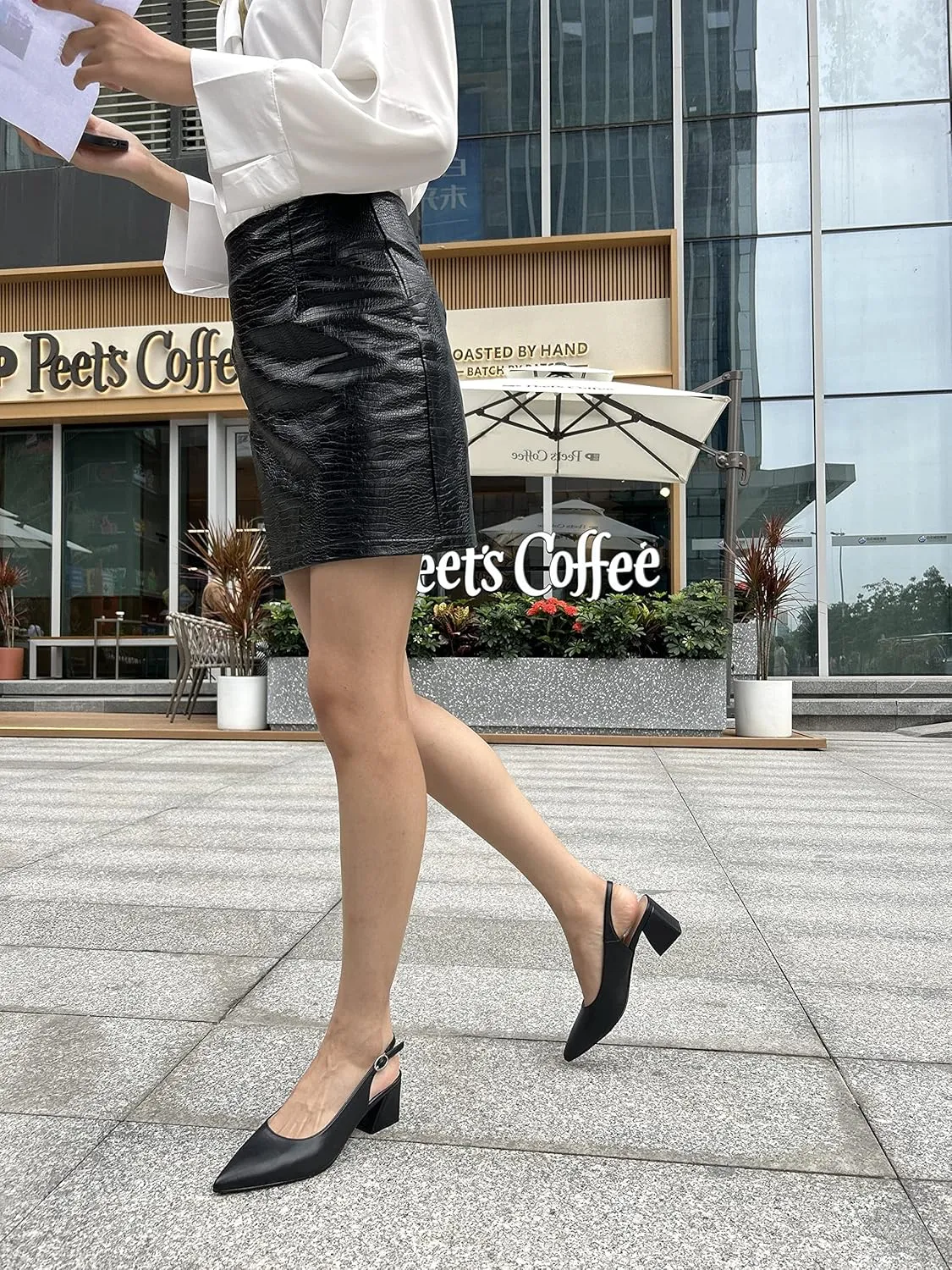 GENSHUO Women's Slingback Closed Toe Block Chunky Low Heel Pumps - 2.36 Inches Office Wedding Party Dress Shoes