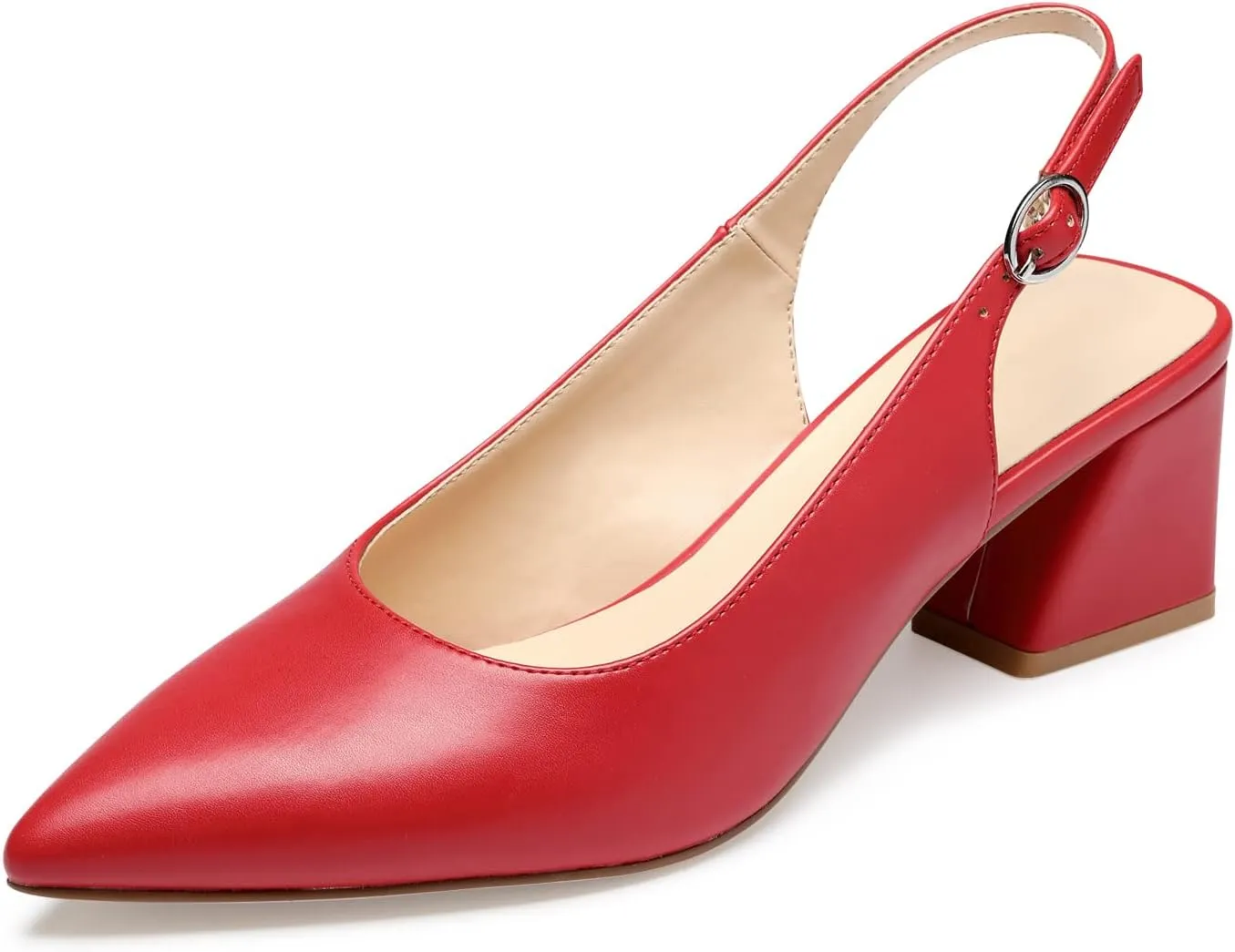 GENSHUO Women's Slingback Closed Toe Block Chunky Low Heel Pumps - 2.36 Inches Office Wedding Party Dress Shoes