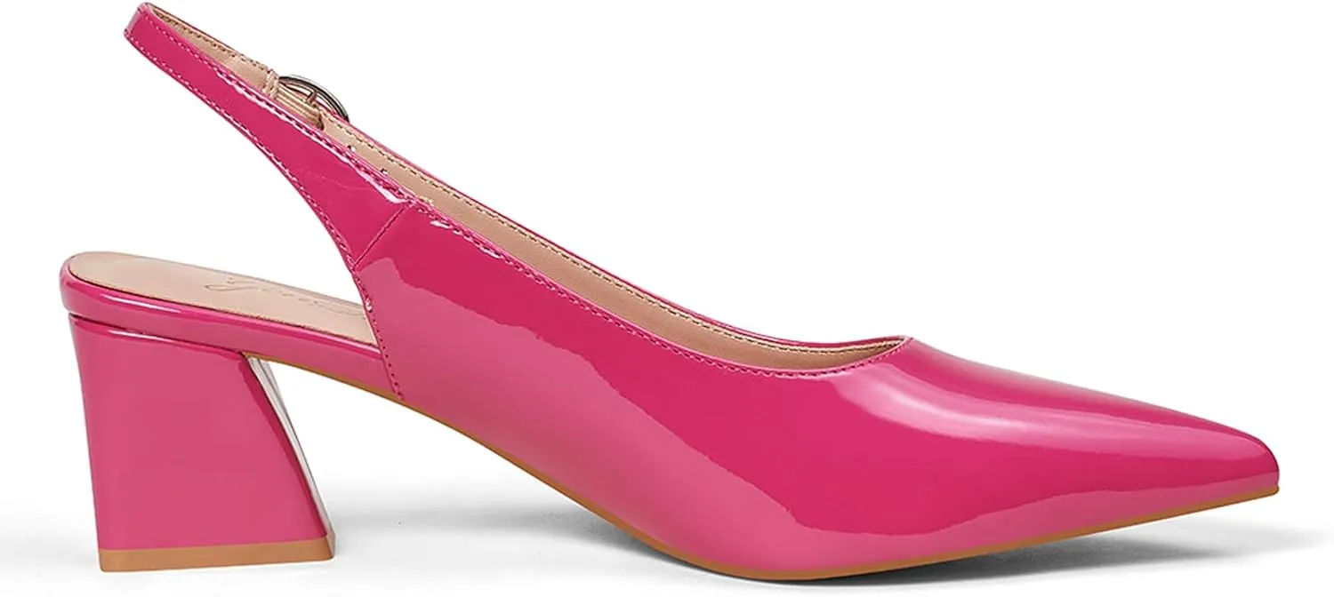 GENSHUO Women's Slingback Closed Toe Block Chunky Low Heel Pumps - 2.36 Inches Office Wedding Party Dress Shoes