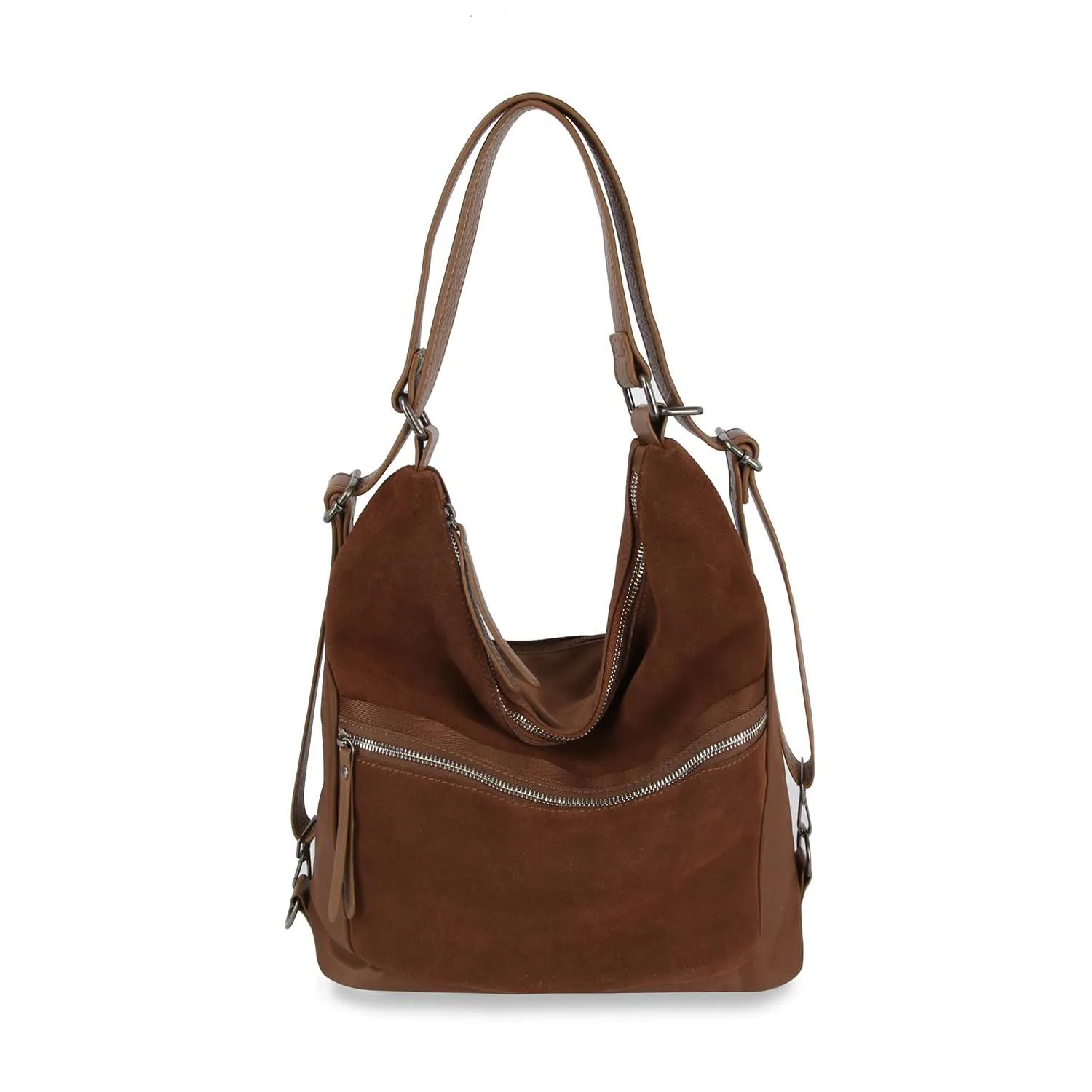 Genuine Leather Convertible Hobo Backpack