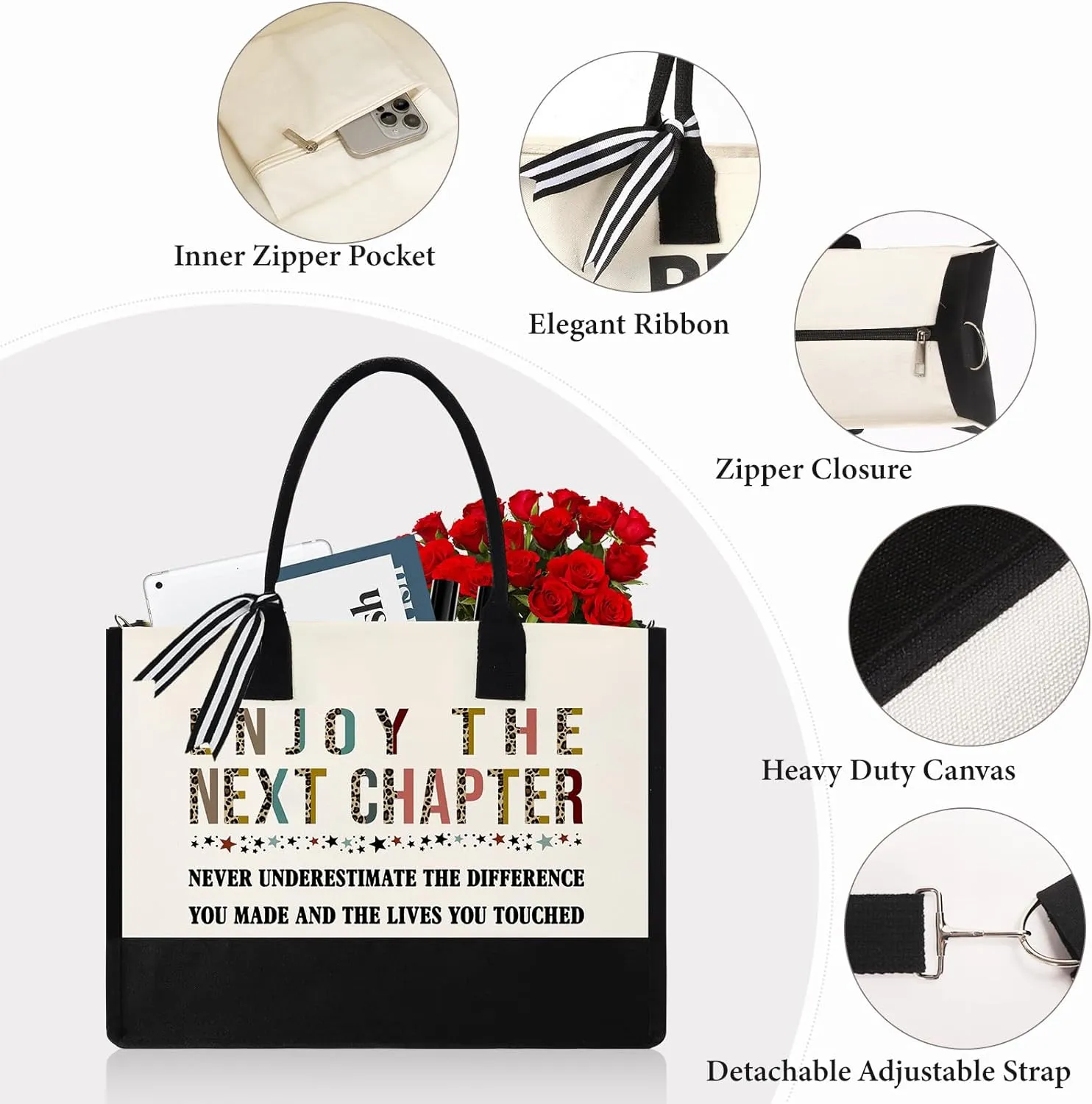 GevGuxLuo Retirement Gifts for Woman 2025, Coworker Going Away Leaving Gift Farewell Gift for Coworker Colleague Boss Leader Friends, Funny Retirement Tote Bag for Retired Women