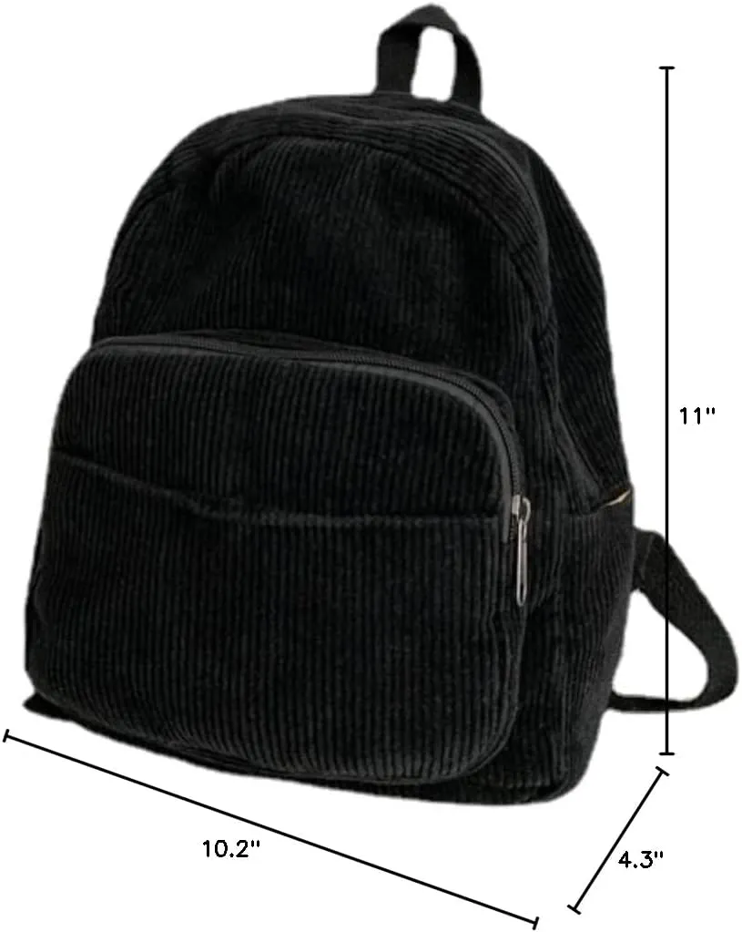 GGOOB Small Backpack for Women - Cute Mini Aesthetic Tiny Corduroy Bookbag