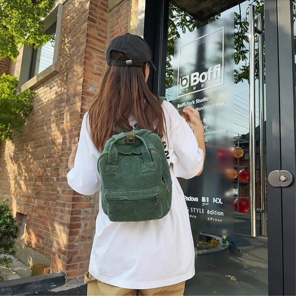 GGOOB Small Backpack Purse for Women Cute Mini Backpack Purse Aesthetic Backpack Tiny Corduroy Backpack Mini Bookbag Purse