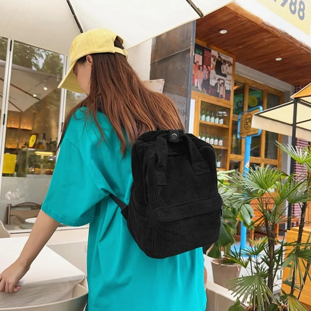 GGOOB Small Backpack Purse for Women Cute Mini Backpack Purse Aesthetic Backpack Tiny Corduroy Backpack Mini Bookbag Purse