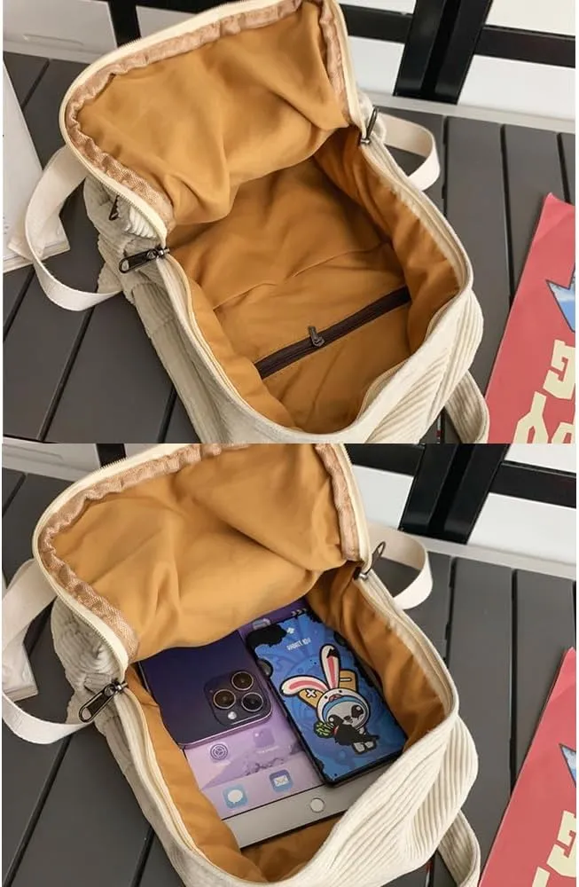 GGOOB Small Backpack Purse for Women Cute Mini Backpack Purse Aesthetic Backpack Tiny Corduroy Backpack Mini Bookbag Purse