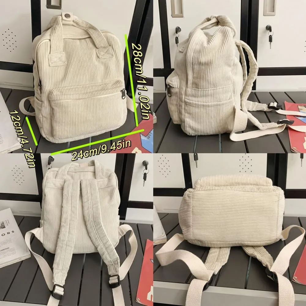 GGOOB Small Backpack Purse for Women Cute Mini Backpack Purse Aesthetic Backpack Tiny Corduroy Backpack Mini Bookbag Purse