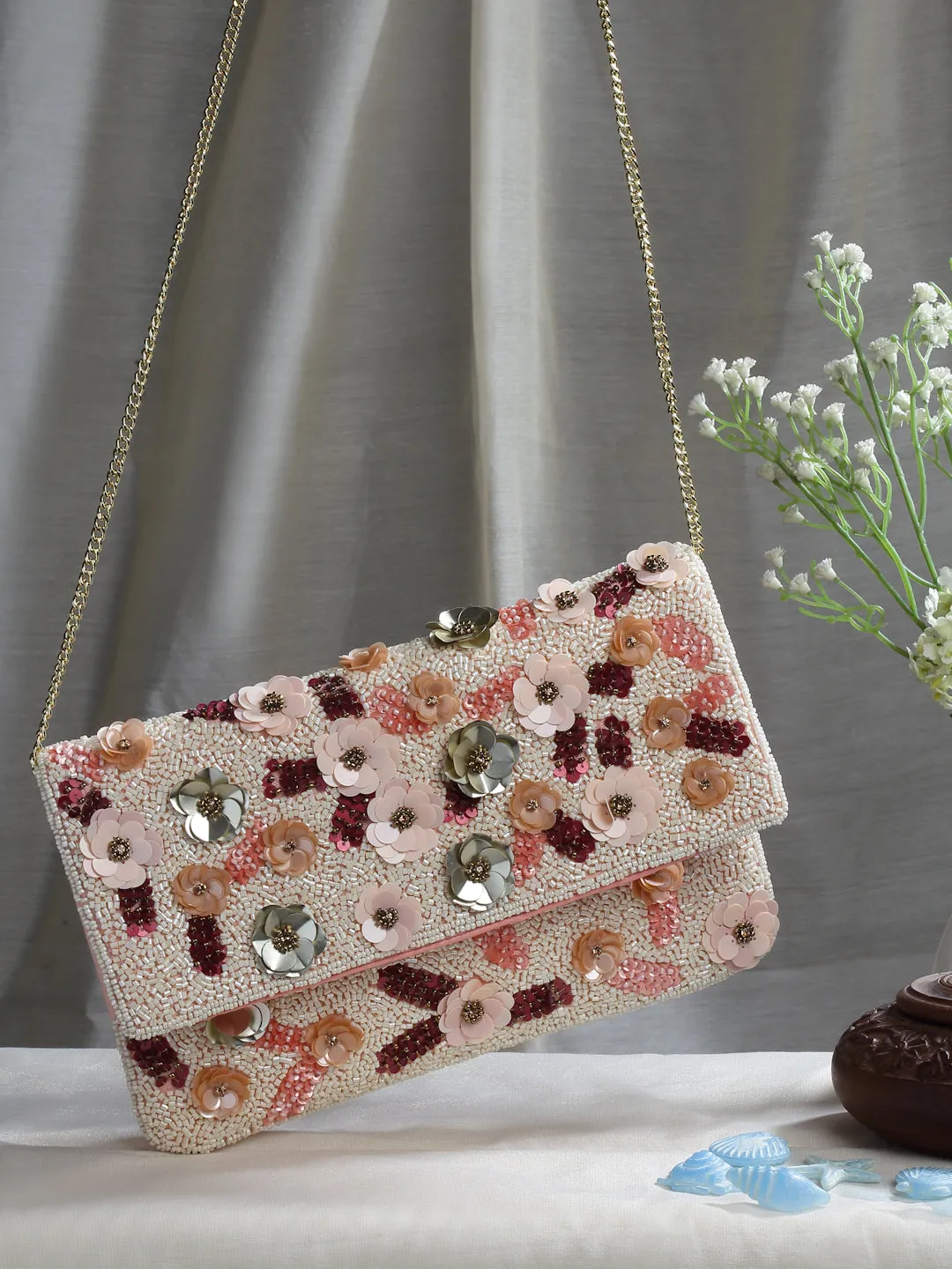 Ghoomar Floral Embellished Canvas Sling Bag