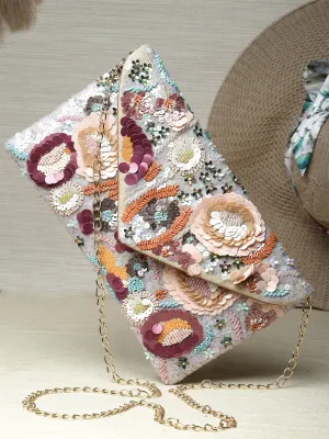 Ghoomar Floral Embellished Suede Sling Bag