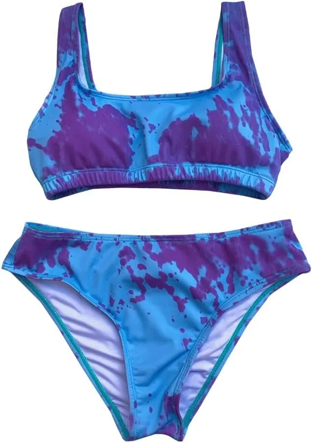 Girls Two Piece Bathing Suit Color Changing Kid's Beach Swimwear Set Ages 6-12 Years
