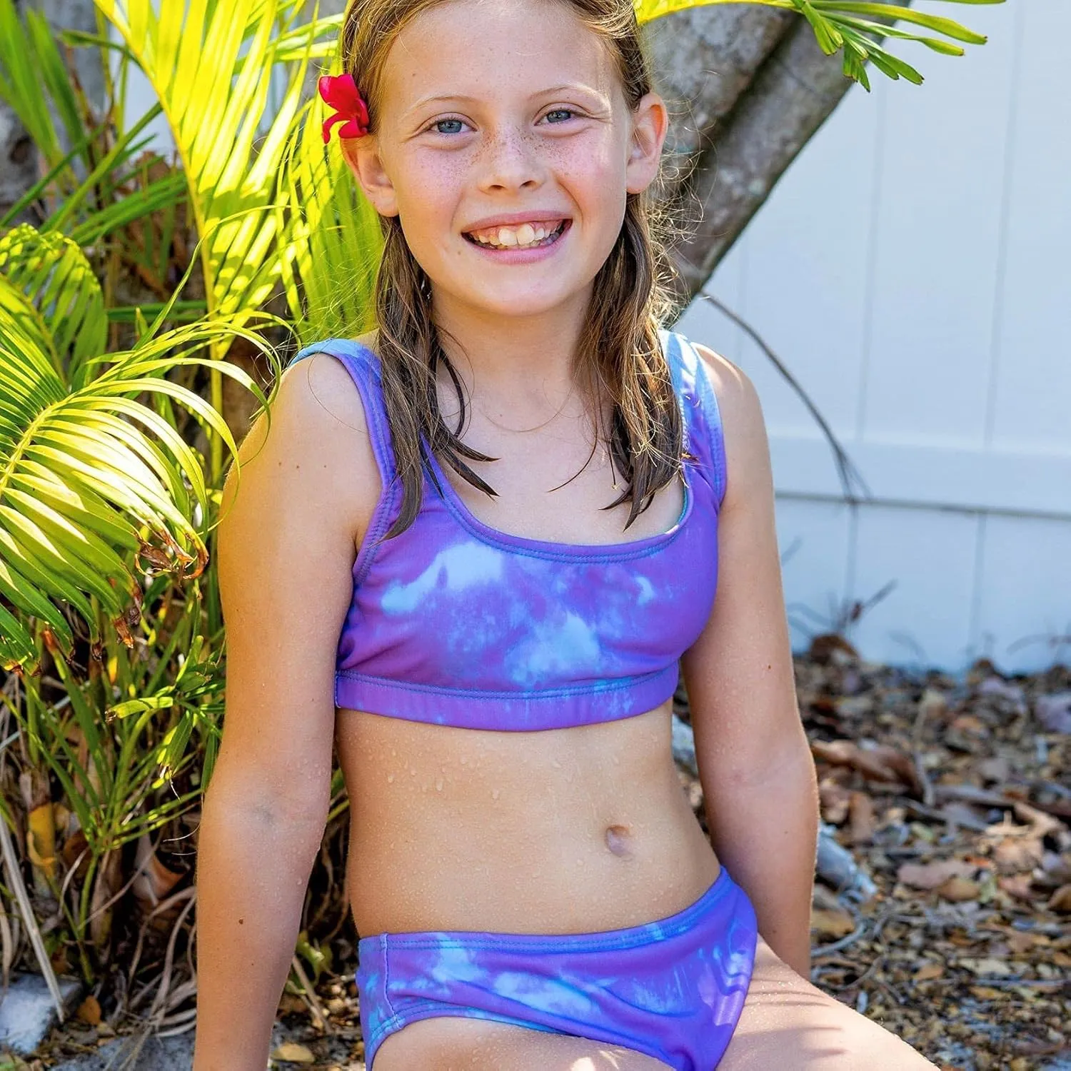 Girls Two Piece Bathing Suit Color Changing Kid's Beach Swimwear Set Ages 6-12 Years