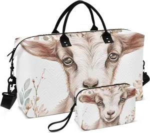 Goat Horns Flowers Large Travel Duffel Bag, Sports Tote Gym Bag, Shoulder Weekender Overnight Bag for Women Men, Carry On Luggage with Toiletry Bags