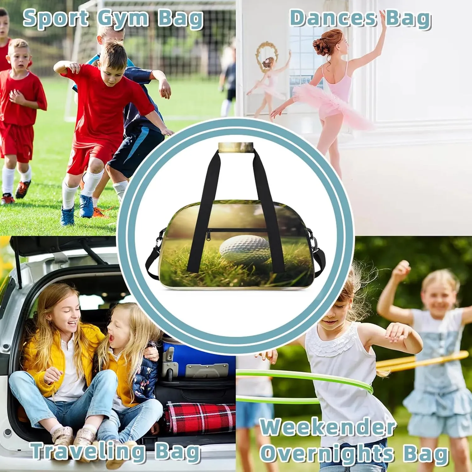 Golf Club Themed Small Gym Bag 18 inch Carry On Duffel Bag for Weekender Travel Sports Workout Yoga Gymnastics Dance Ballet