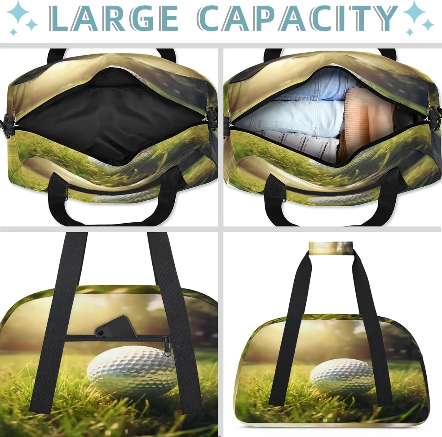 Golf Club Themed Small Gym Bag 18 inch Carry On Duffel Bag for Weekender Travel Sports Workout Yoga Gymnastics Dance Ballet