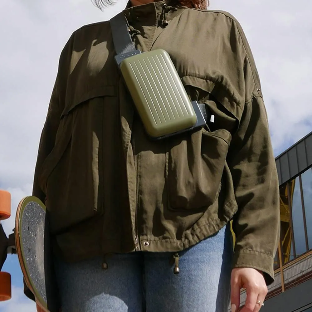 ÖGON Aluminum Sling Phone Bag & Wallet - Practical and Stylish Aluminum Bag with an Integrated Wallet