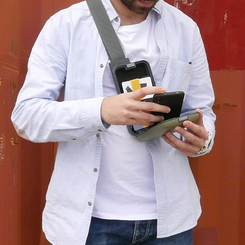 ÖGON Aluminum Sling Phone Bag & Wallet - Practical and Stylish Aluminum Bag with an Integrated Wallet