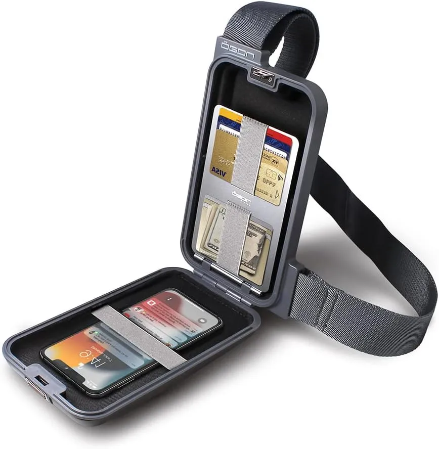 ÖGON Aluminum Sling Phone Bag & Wallet - Practical and Stylish Aluminum Bag with an Integrated Wallet